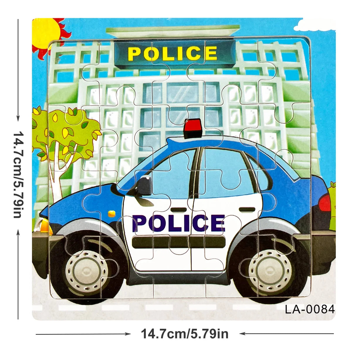 14.7cm Wooden Jigsaw Puzzle – Transportation & Marine Animal Educational Toy for Kids