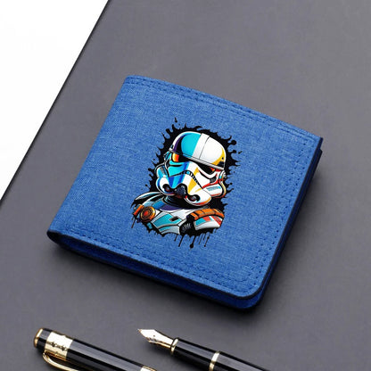 Star Wars Men's Canvas Wallet – Black/Blue/Gray Short Purse, Card Holder & Money Bag with Credit Card Case