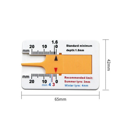 Auto Car Tire Tread Depth Gauge - 0-20mm Depthometer, Plastic Wheel Measure Tool for Tread Indicator