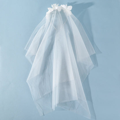 White Tulle Bow Veil Hairpin with Pearls – Elegant Bridal & Bachelorette Hair Clip for Weddings, Parties, and Gifts