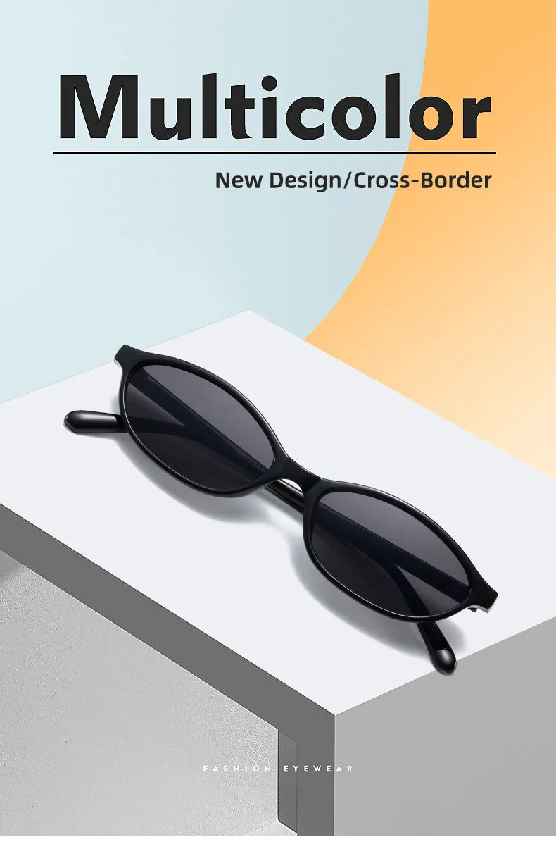 Retro Oval Frame Sunglasses — Trendy Small Frame Punk Cat Eye Sunshade Glasses, Personalized Fashion Sun Protection Eyewear