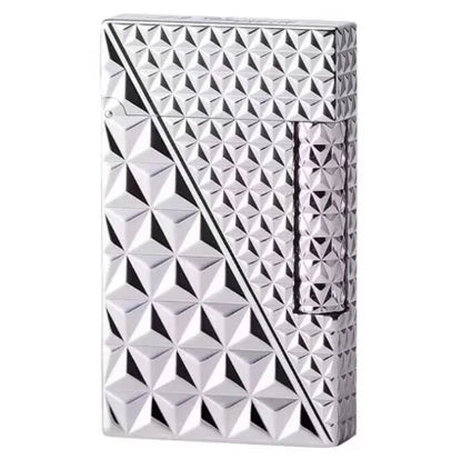JT.Dunant Luxury Brass Gas Lighter - Refillable Butane Cigarette & Cigar Accessory with Vertical Pattern Design