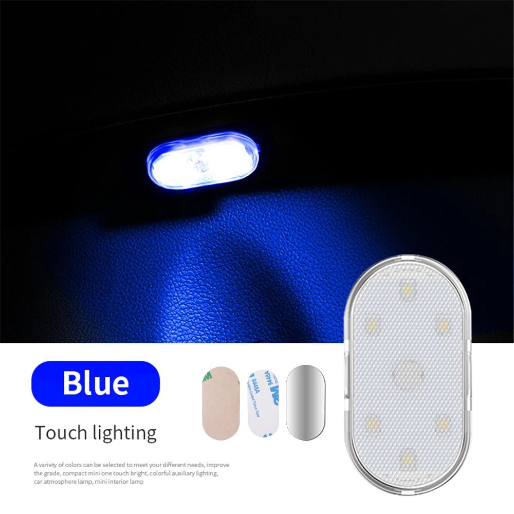 Multicolor Wireless LED Car Interior Light - USB Rechargeable Touch Sensor Roof and Reading Lamp