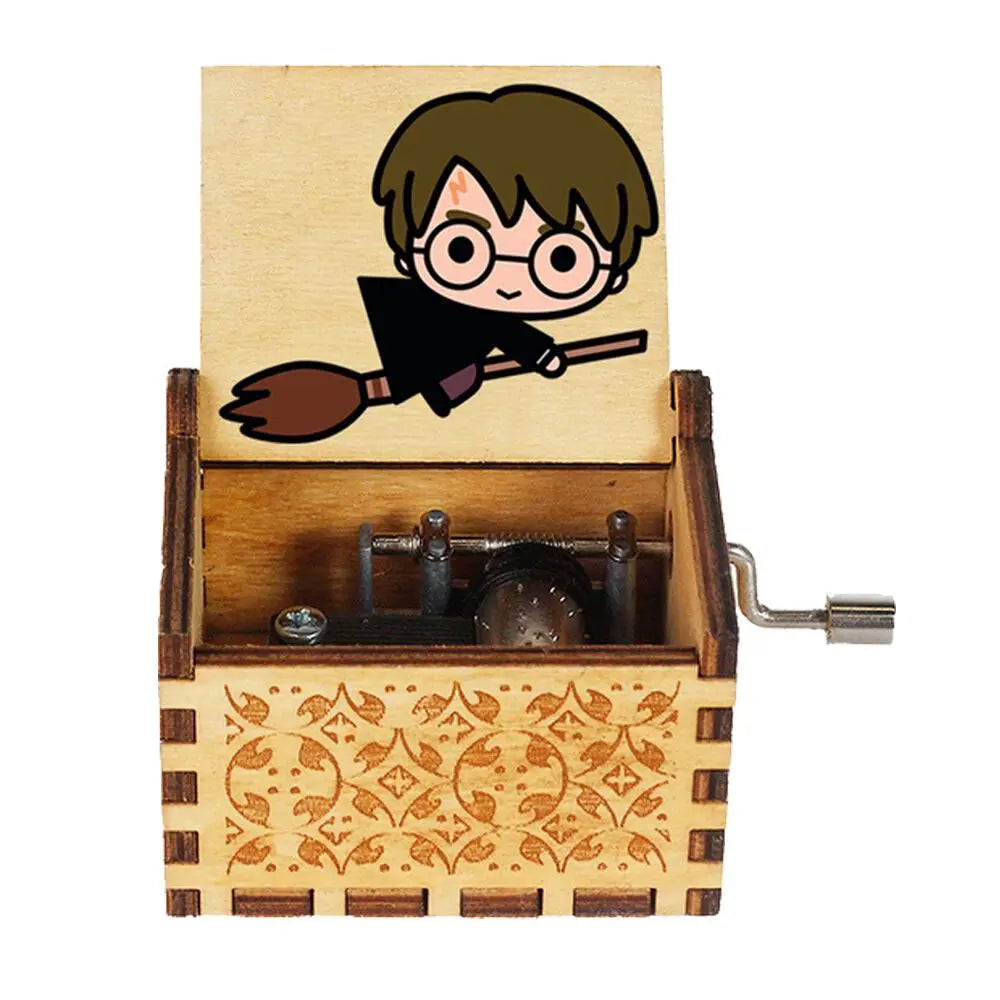 Hand-Cranked Wooden Music Box - Vintage Carved Musical Keepsake for Christmas, Birthdays, and Special Gifts