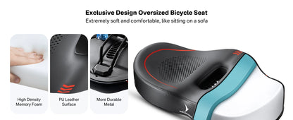 YOUNGDO Noseless Oversize Bike Seat Cushion | Wide Bicycle Saddle for Peloton, Stationary, Ebike & City Bikes