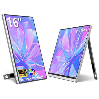 VEOUT 16-Inch 60Hz Gaming Portable Monitor – 16:10 IPS 1200P LCD FHD External Display for Laptop & Phone