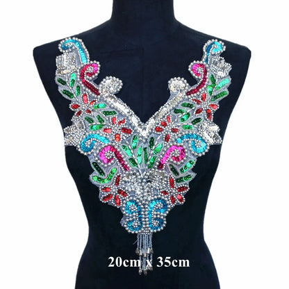Silver Baroque Sequin Flower Applique – Embroidered Iron-On Patch for Wedding & DIY Crafts