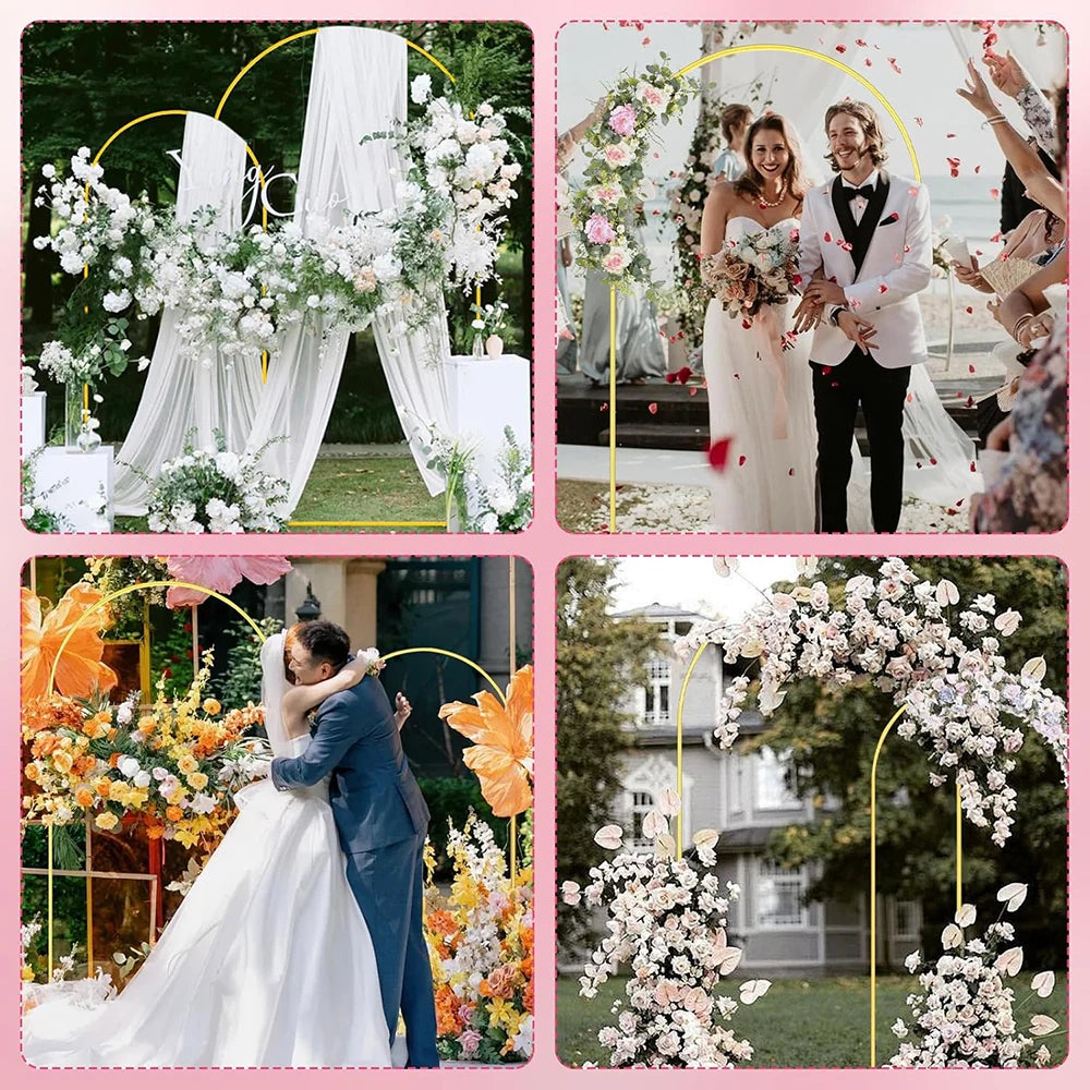 Metal Gold Wedding Arch Stand – 3.9FT/5.9FT/7.2FT Backdrop for Ceremony, Birthday & Baby Shower