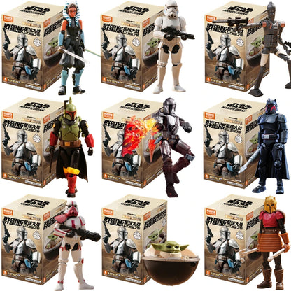 BLOKEES GV01 Star Wars Mandalorian Action Figure – Mando Djarin, Grogu, Boba Fett & Stormtrooper Collectible Toy Gift
