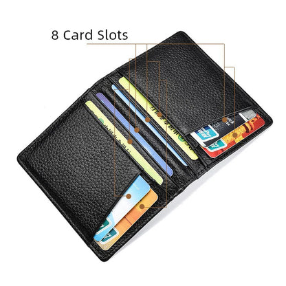 YUECIMIE Super Slim Leather Wallet – Genuine Mini Credit Card Holder, Thin Soft Purse for Men