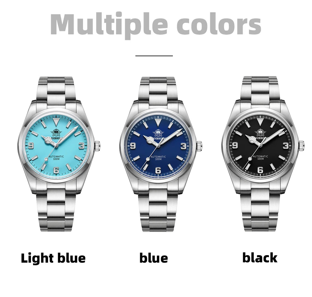 ADDIESDIVE Luxury Men’s Automatic Watch — BGW9 Luminous Bubble Mirror, Sapphire Glass, 100M Waterproof Steel Analog Timepiece