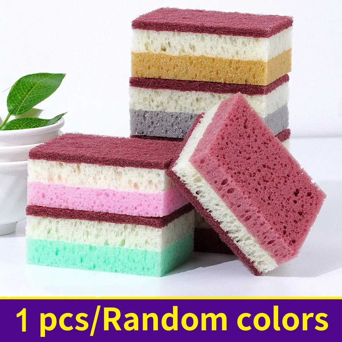 High-Density Sponge Cleaning Cloth — Non-Greasy Dishwashing & Kitchen Sponge for Pots, Bowls & Catering Use