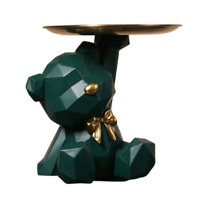 Geometric Bear Key Holder – Resin Figurine for Desk & Entrance Decoration