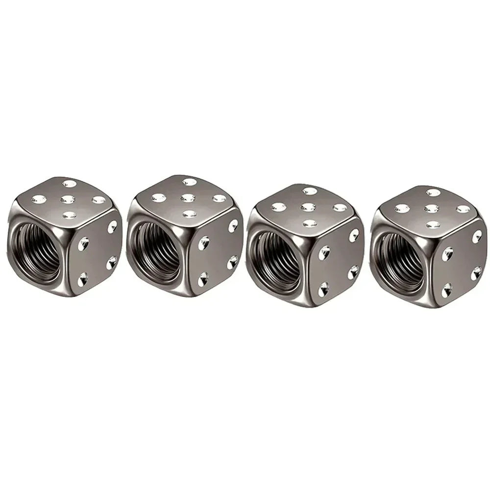 4 Pcs Crown Dice Car Wheel Tire Valve Caps - Universal Tyre Rim Stem Covers | Air Dust & Waterproof | Bling Accessories for Car & Motorcycle