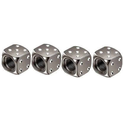 4 Pcs Crown Dice Car Wheel Tire Valve Caps - Universal Tyre Rim Stem Covers | Air Dust & Waterproof | Bling Accessories for Car & Motorcycle