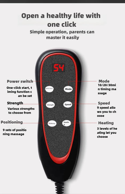 Electric Full Body Massage Mattress with Heating, Kneading & Vibration – Neck and Back Relaxation Pillow with Hand Control and Lumbar Airbag