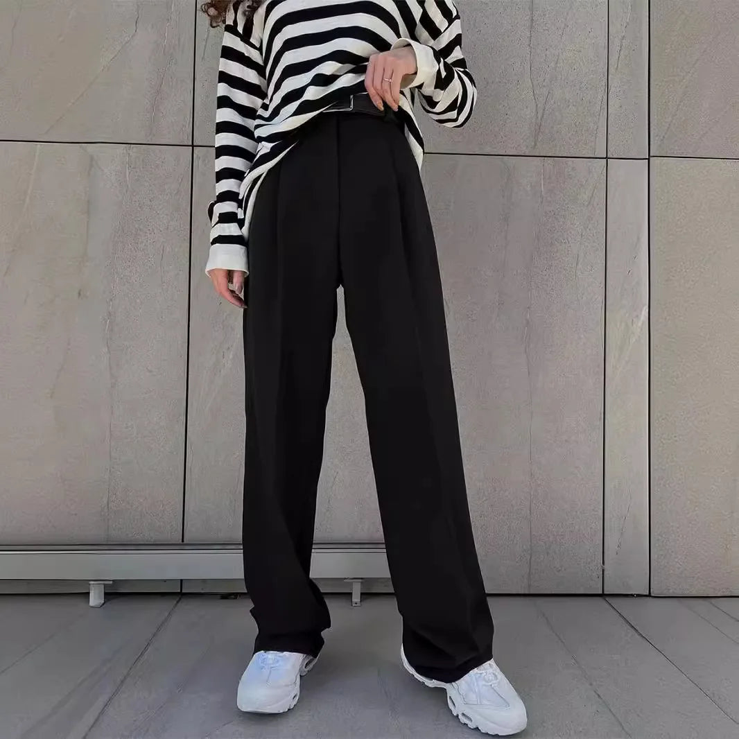 Women's Classic Straight Leg Pants – Versatile Loose Fit, Wide Leg for Office, Tourism, Spring & Summer Casual Wear