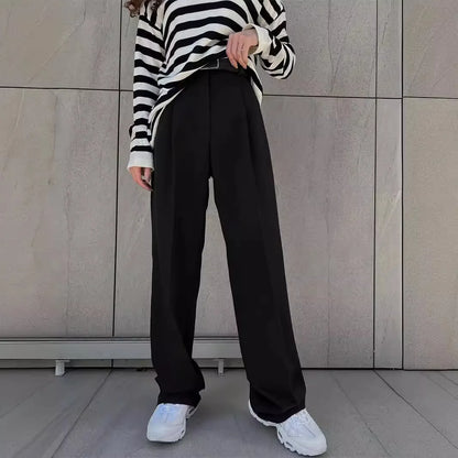 Women's Classic Straight Leg Pants – Versatile Loose Fit, Wide Leg for Office, Tourism, Spring & Summer Casual Wear