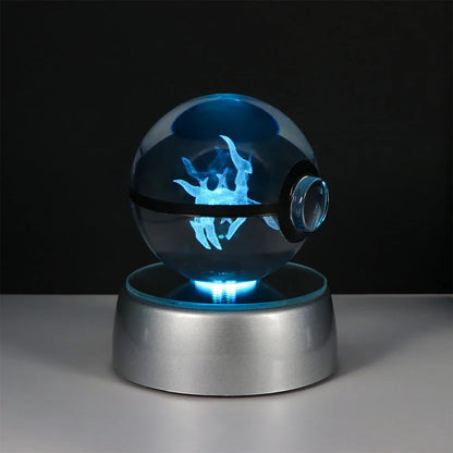 Pokemon Crystal Ball Night Light – Pikachu, Gengar, Eevee, Mewtwo & Lucario LED Pokeball, Kids Birthday Gift & Home Decor