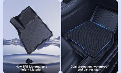 YZ Floor Mats for Tesla Model 3/Y 2021-2023 — Waterproof, Non-Slip TPE Car Accessories