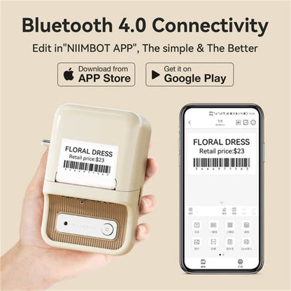 NIIMBOT B21 Portable Thermal Printer – 1500mAh Wireless Sticker Printer with Self-Adhesive Labels for Barcode, Clothing & Jewelry