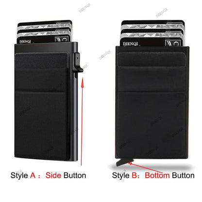 RFID Credit Card Holder for Men, Thin Slim Luxury Metal Mini Minimalist Wallet, Bank & ID Cardholder Case