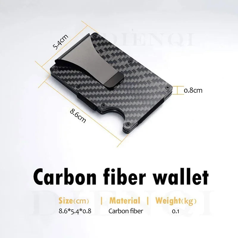 RFID Carbon Fiber Metal Wallet for Men – Slim Minimalist Card Holder, Thin Small Money Clip Purse