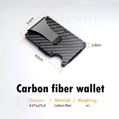 RFID Carbon Fiber Metal Wallet for Men – Slim Minimalist Card Holder, Thin Small Money Clip Purse
