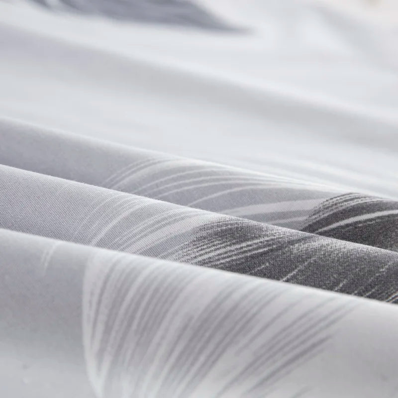 Grey Feather Duvet Cover Set – Full/Queen Boho Bird Plume Luxury Soft Reversible Comforter for Kids & Teens