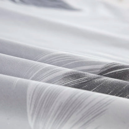 Grey Feather Duvet Cover Set – Full/Queen Boho Bird Plume Luxury Soft Reversible Comforter for Kids & Teens