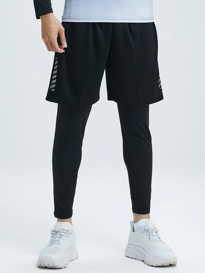Men’s 2-Piece Sports Set — Tight Cycling & Fitness Shorts, Quick-Dry, High-Elasticity Running & Training Compression Pants