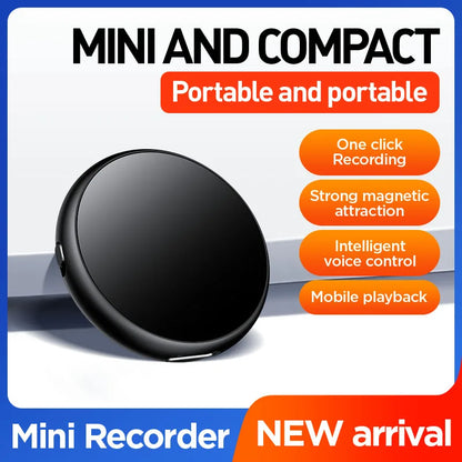 64-128GB Mini Magnetic Voice Recorder — Professional Sound-Activated Digital Audio Dictaphone with Noise Reduction & MP3 Playback