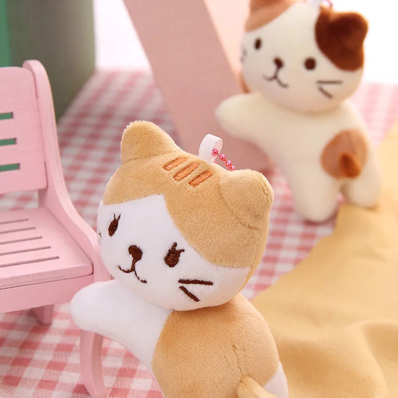 Six-Color Cute Cartoon Cat Plush Pendant - Tilt-Head Kitten Doll for Backpacks, Christmas, Halloween, and Gifts