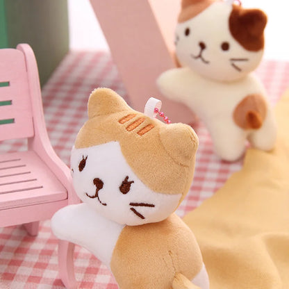 Six-Color Cute Cartoon Cat Plush Pendant - Tilt-Head Kitten Doll for Backpacks, Christmas, Halloween, and Gifts