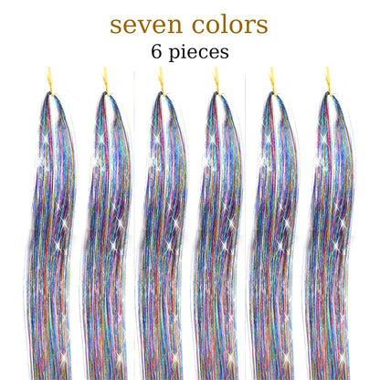 48-Inch Hair Tinsel Kit – 1200 Strands, 12 Colors Sparkling Fairy Hair Extensions with Tool