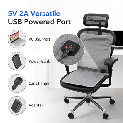 USB Heated Seat Cushion - Universal Washable Electric Heating Pad for Cars, Chairs, Pets & Home (43 × 43cm)