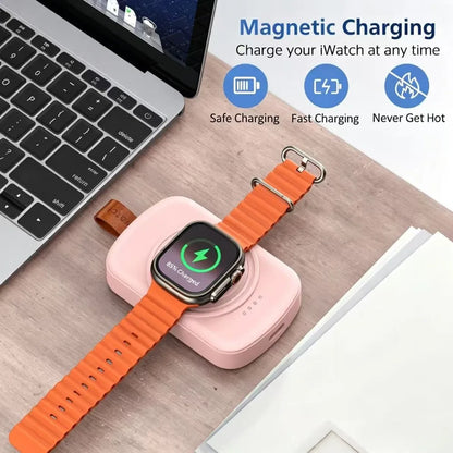 Portable Magnetic Apple Watch Charger - 1800mAh Keychain Charging Dock for Apple Watch Ultra, Series 4–11 and SE