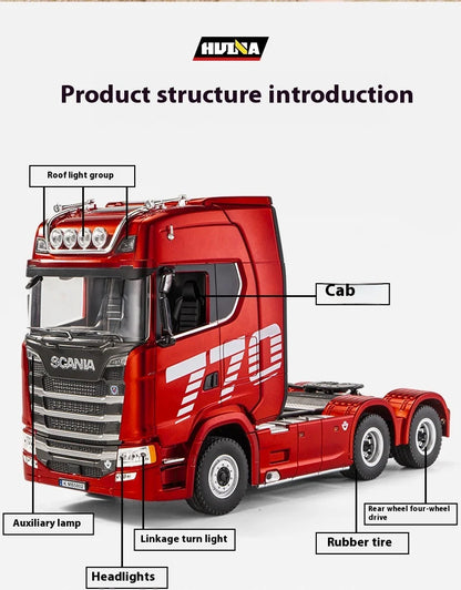 Huina 770S Remote Control Engineering Car — Genuine Alloy Trailer Head Model, 4WD Toy for Kids, Ratio 501D