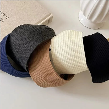 New Soft Wide Knitting Cotton Hairbands for Women & Girls – Korean Solid Turban with Teeth, Head Band Headwear Accessories