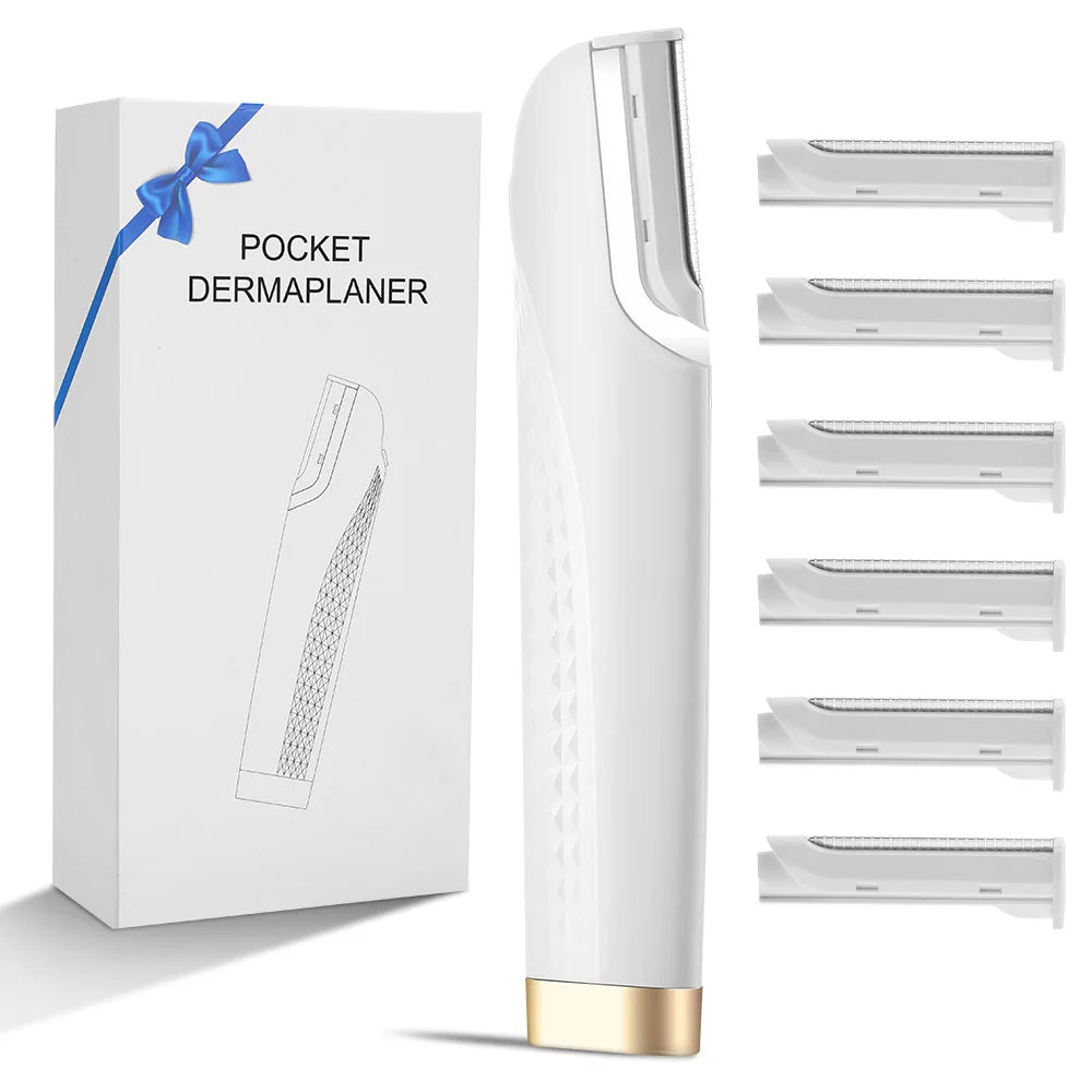 Women’s Sonic Rechargeable Dermaplane Razor with Light – Facial Hair & Peach Fuzz Removal Tool with 6 Blades for Skin Exfoliation & Smooth Skin Care