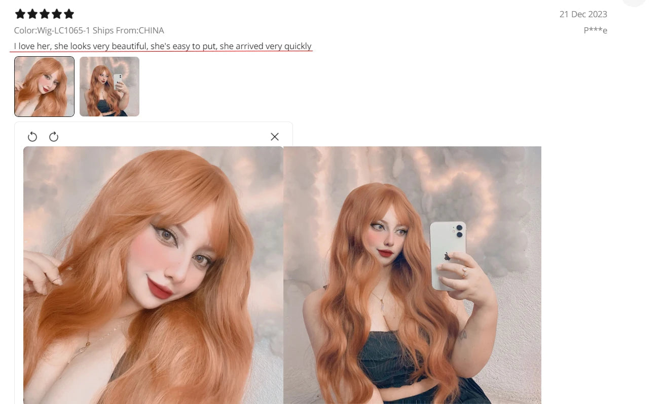 Copper Ginger Red Brown Synthetic Wig – Long Fluffy Wavy Wig with Bangs, Heat-Resistant Cosplay & Daily Wear Hair for Women