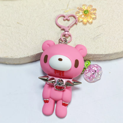 Demon Bear Keychain - Cute Punk Teddy Bag Charm with Spiked Collar, Collectible Gift Accessory