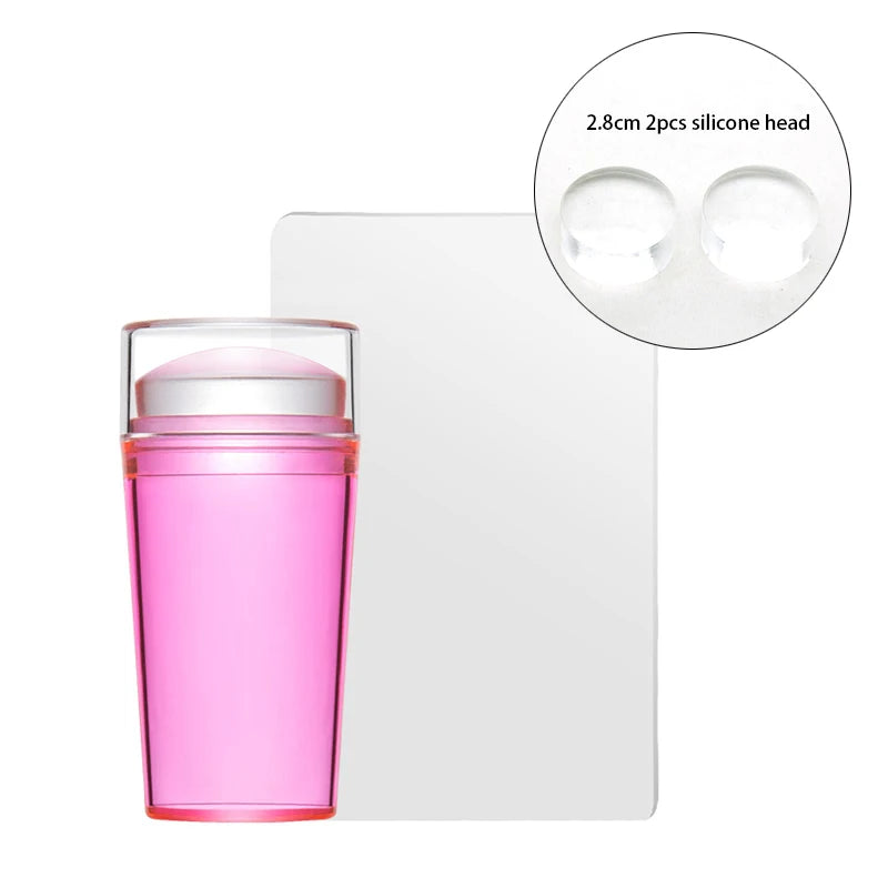 Clear Jelly Nail Stamper Set - Silicone Nail Art Stamp Tool with Scraper for Manicure Designs