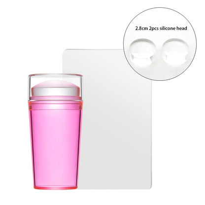 Clear Jelly Nail Stamper Set - Silicone Nail Art Stamp Tool with Scraper for Manicure Designs