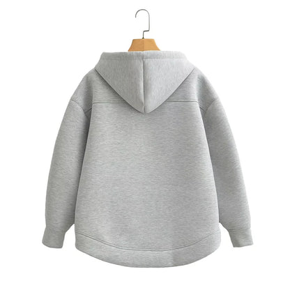 Oversized Unisex Zipper Hoodie - Women's Winter Loose Sweatshirt with Double Pockets