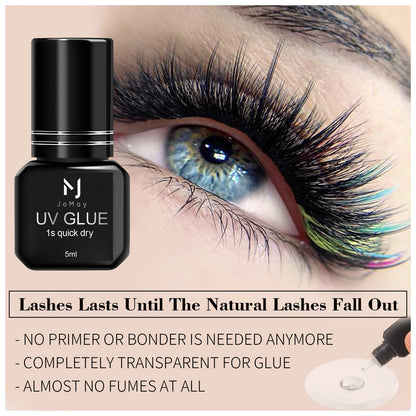 UV Eyelash Glue – Waterproof, Quick-Dry 1-Second Colorless & Odorless Eyelash Extension Adhesive