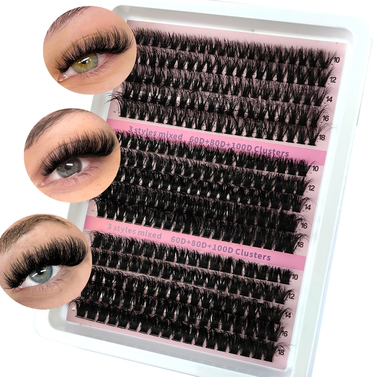 New 15 Rows DIY 5D Fluffy Lash Clusters – 60D–200D Wispy Thick Individual Eyelash Extensions 10–20mm Volume Lash Kit for Salon-Style Look