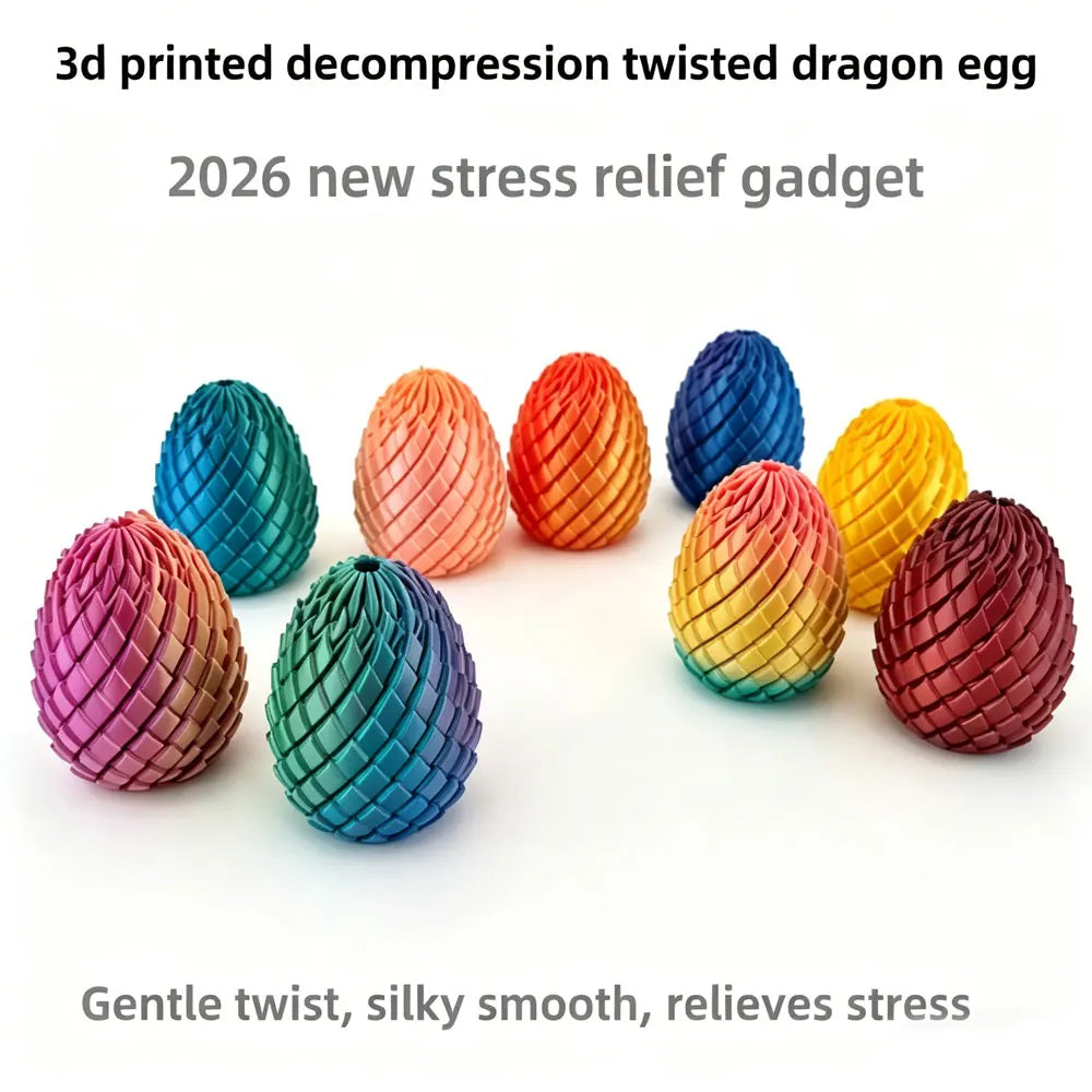 3D Printed Dragon Egg Stress Relief Toy - Deformable Twist Desk Ornament