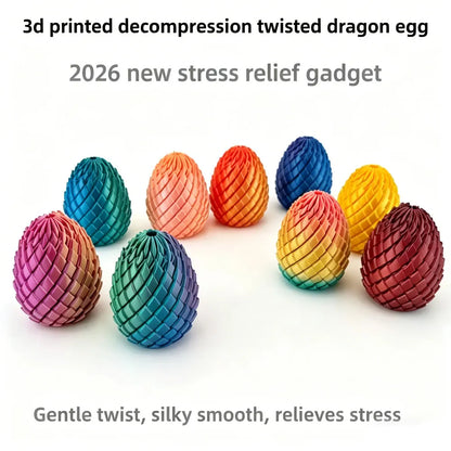 3D Printed Dragon Egg Stress Relief Toy - Deformable Twist Desk Ornament