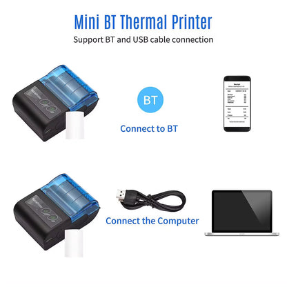 58mm Portable Thermal Receipt Printer – Mini Wireless Bluetooth Ticket & Bill Printer for Android, iOS & Windows